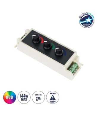 GloboStar® 73419 DC RGB Dimmer Controller 3 Καναλιών DC 12V 3 x 9A 144W - Max 27A 144W - IP20 Μ13 x Π4 x Υ4.5cm - 3 Χρόνια Εγγύηση